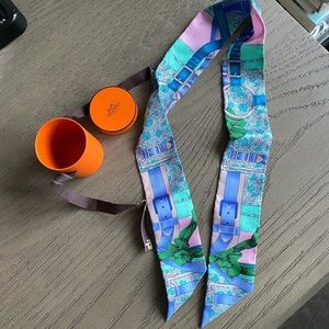 Rare Hermes Twilly Pastel Pink Blue Purple